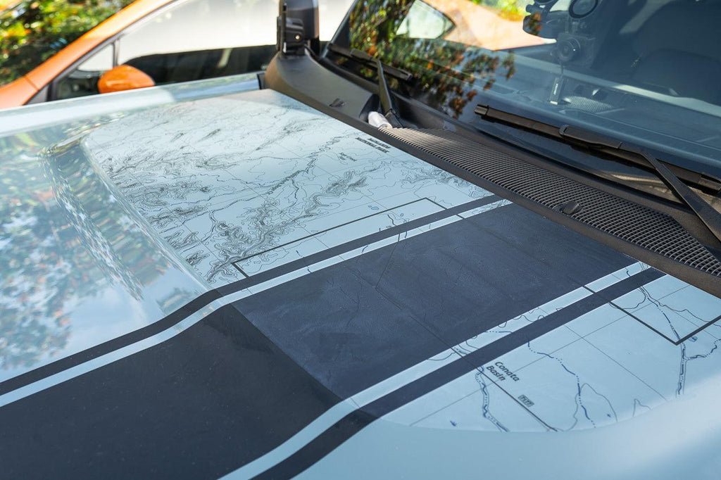 Stealth Clear Badlands Topographic Map Hood Overlay - 2021+ Bronco StickerFab