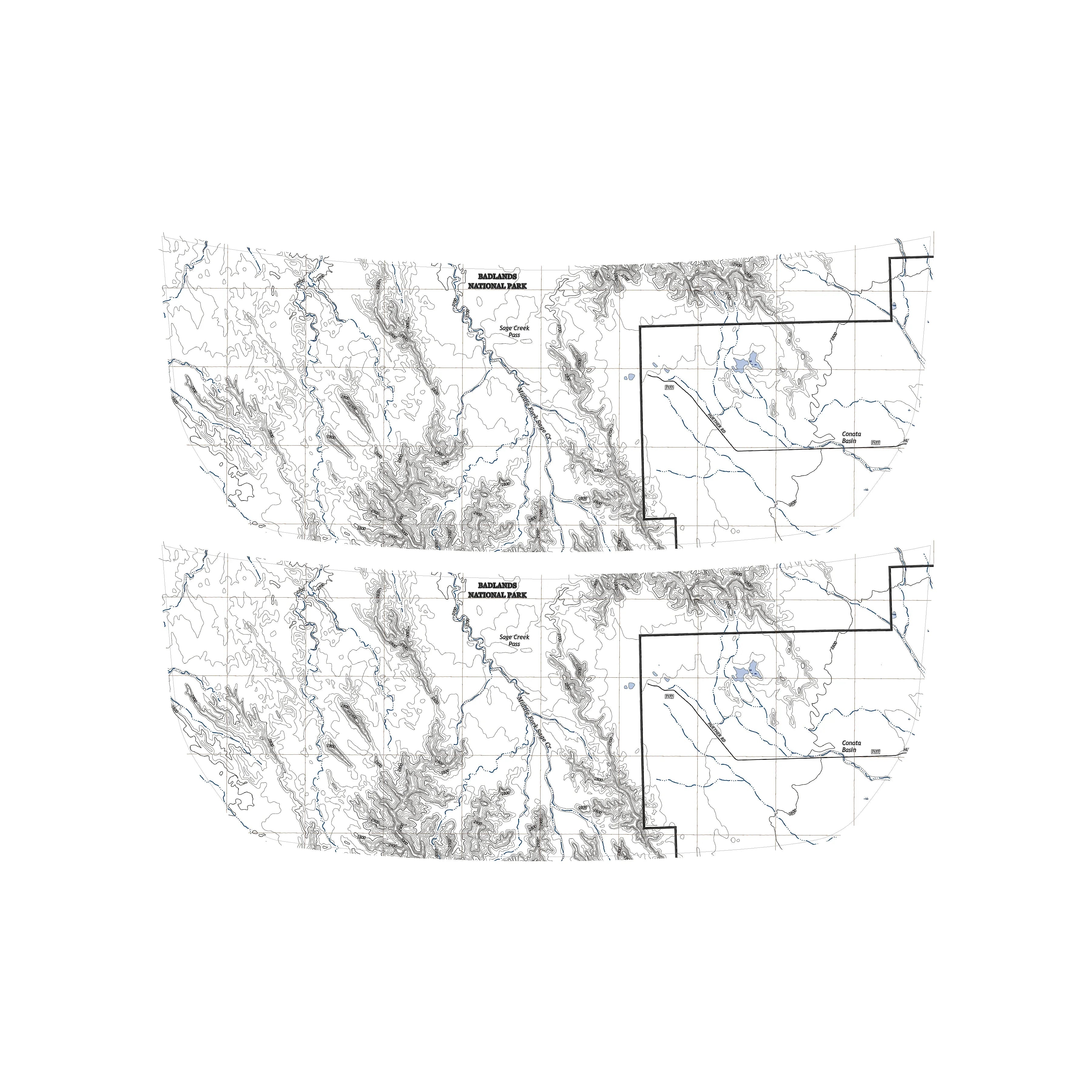 Stealth Clear Badlands Topographic Map Hood Overlay - 2021+ Bronco StickerFab