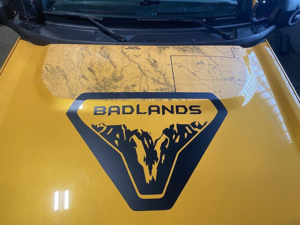 Stealth Clear Badlands Topographic Map Hood Overlay - 2021+ Bronco StickerFab