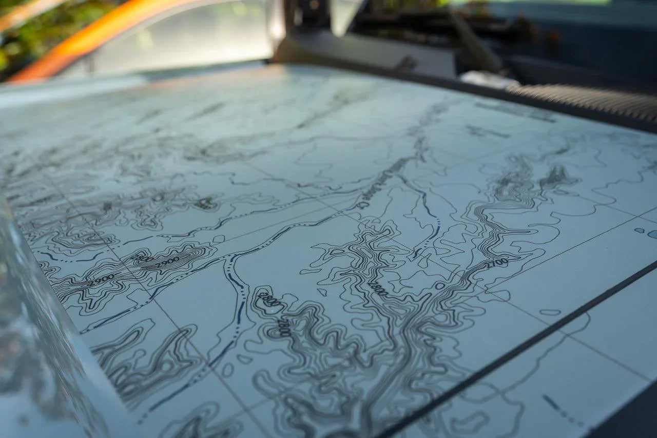 Stealth Clear Badlands Topographic Map Hood Overlay - 2021+ Bronco StickerFab