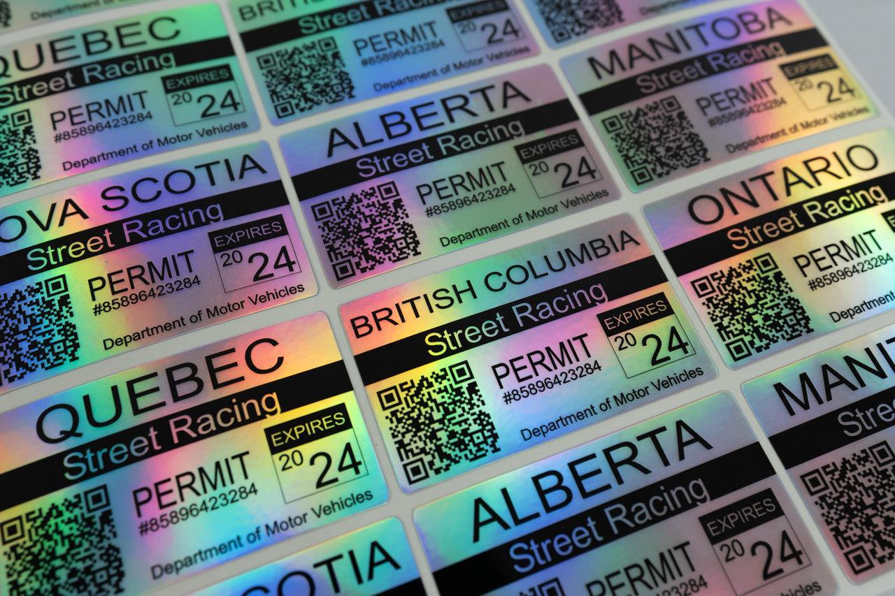 Street Racing Permit Sticker 3.5" - Canada All Provinces StickerFab