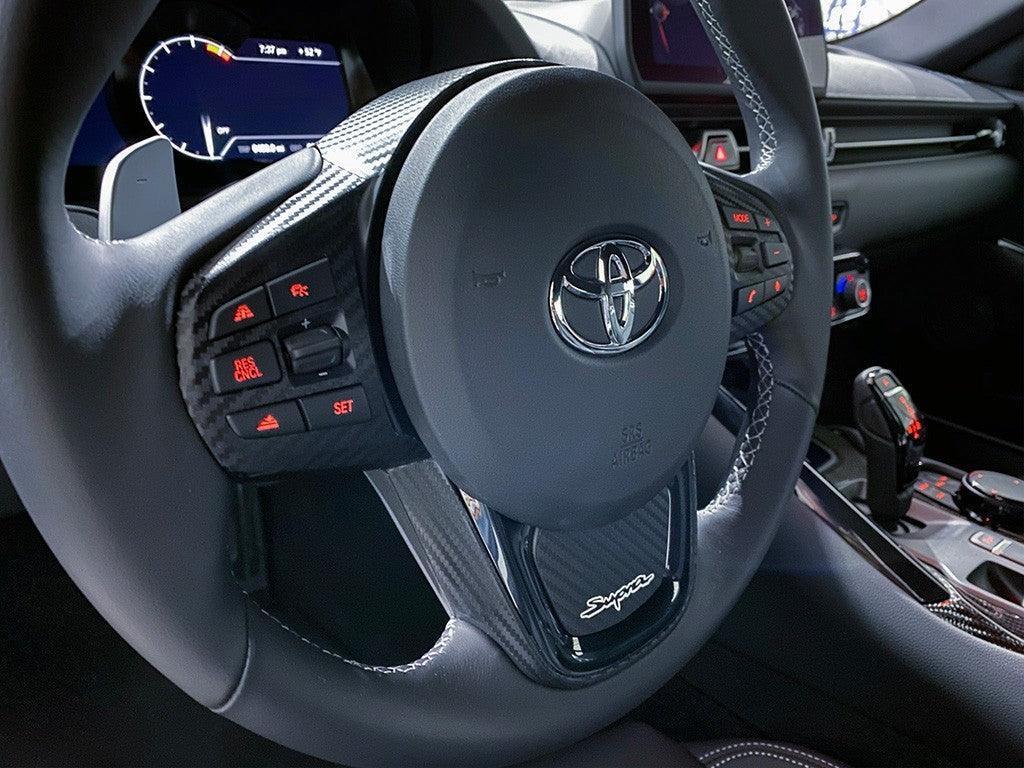 "Supra" Steering Wheel Trim Overlays (Full Set) - 2020+ Supra StickerFab