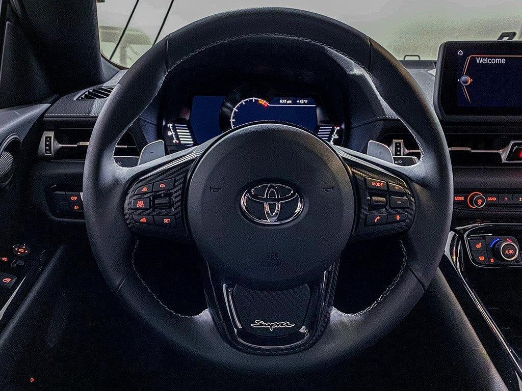 "Supra" Steering Wheel Trim Overlays (Full Set) - 2020+ Supra StickerFab