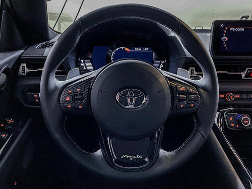 "Supra" Steering Wheel Trim Overlays (Full Set) - 2020+ Supra StickerFab