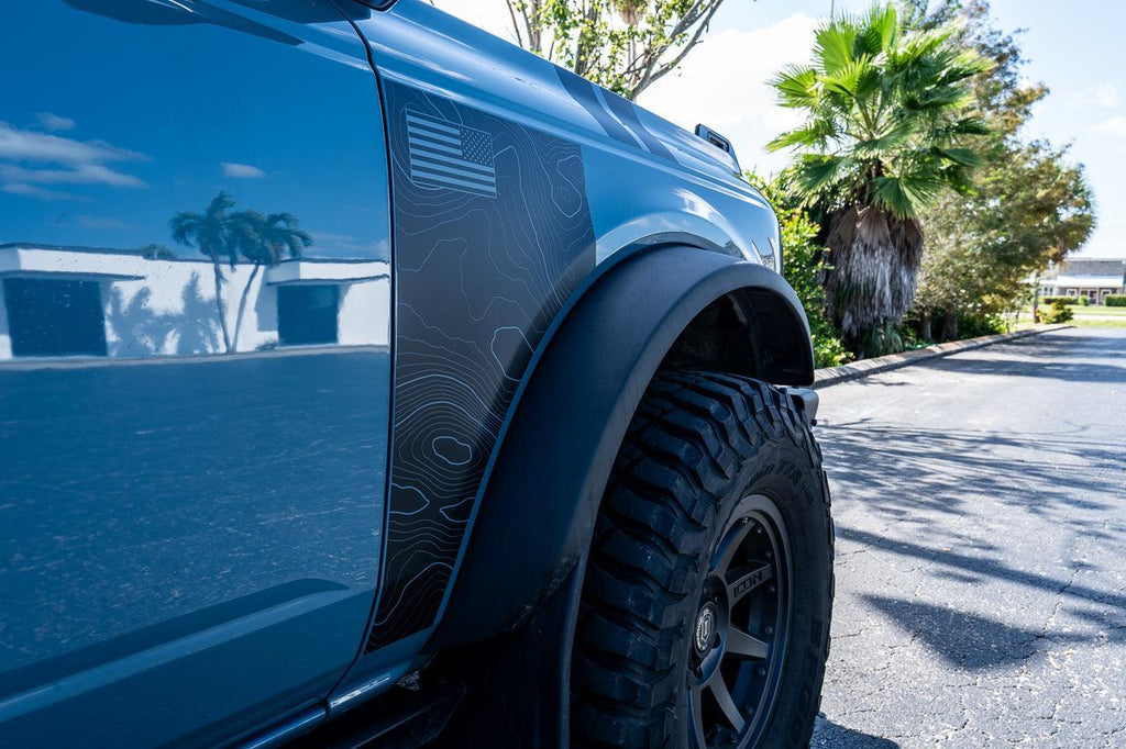 Topo American Flag Fender Overlays - 2021+ Bronco StickerFab