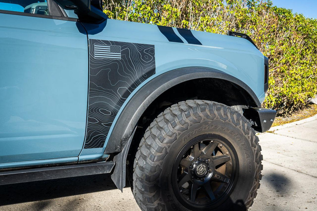 Topo American Flag Fender Overlays - 2021+ Bronco StickerFab