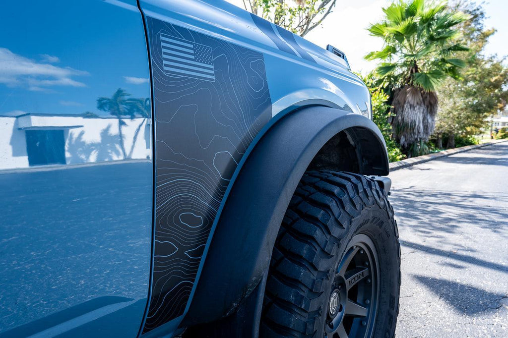 Topo American Flag Fender Overlays - 2021+ Bronco StickerFab