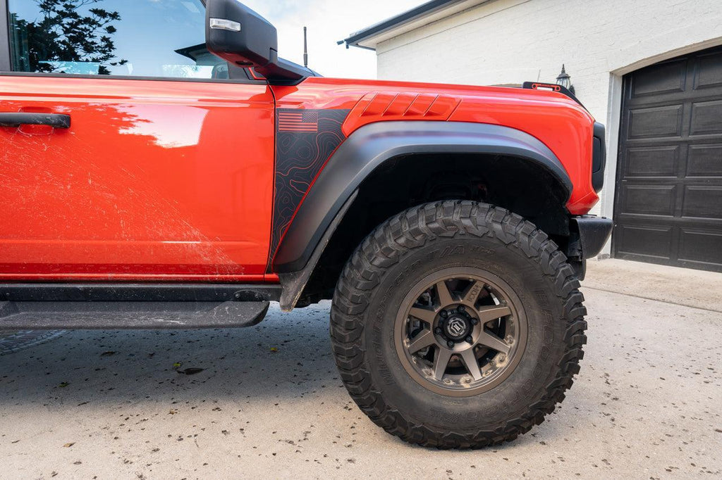 Topo American Flag Fender Overlays (Clear) - 2022+ Bronco Raptor StickerFab