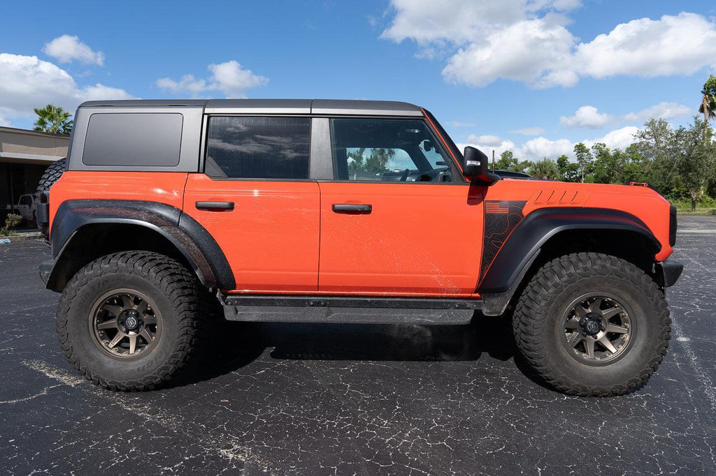 Topo American Flag Fender Overlays (Clear) - 2022+ Bronco Raptor StickerFab