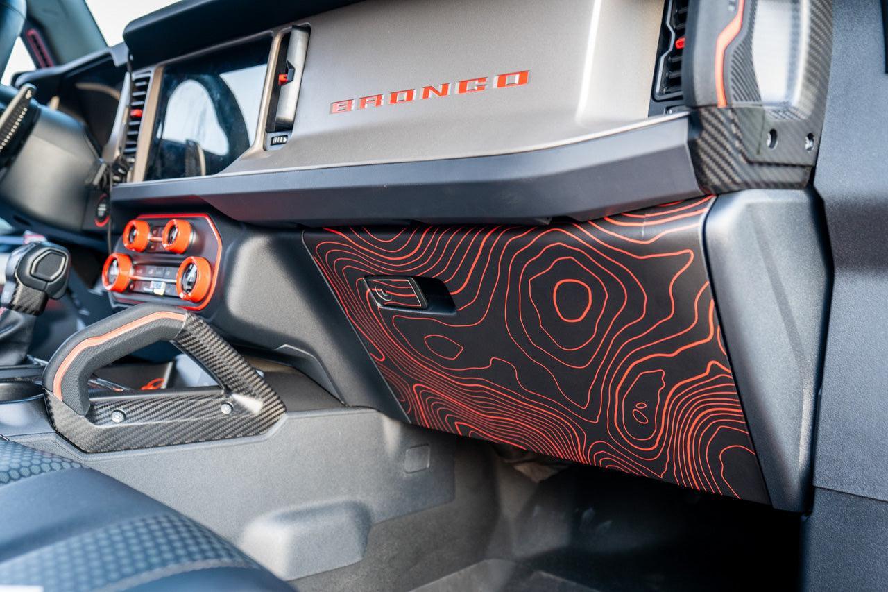 Topo Glovebox Overlay Kit (Printed Series) - 2021+ Bronco StickerFab