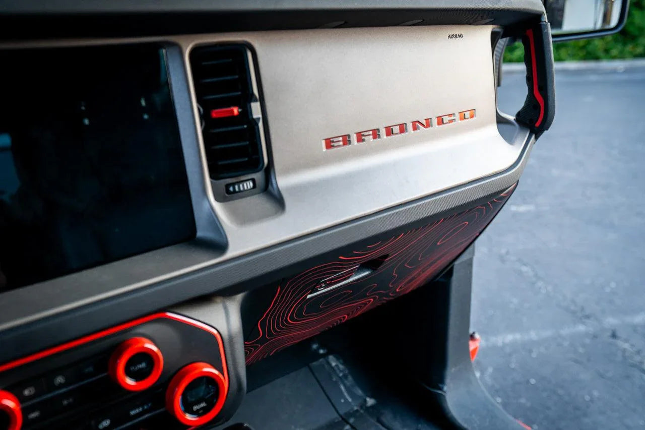 Topo Glovebox Overlay Kit (Printed Series) - 2021+ Bronco StickerFab