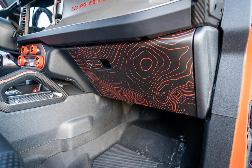 Topo Glovebox Overlay Kit (Printed Series) - 2021+ Bronco StickerFab