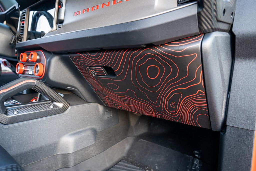 Topo Glovebox Overlay Kit (Printed Series) - 2021+ Bronco StickerFab