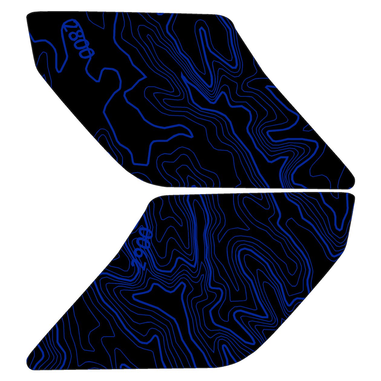 Topo Interior Lower Front Door Card Insert Overlays (Printed Series) - 2021+ Bronco 4 Door StickerFab