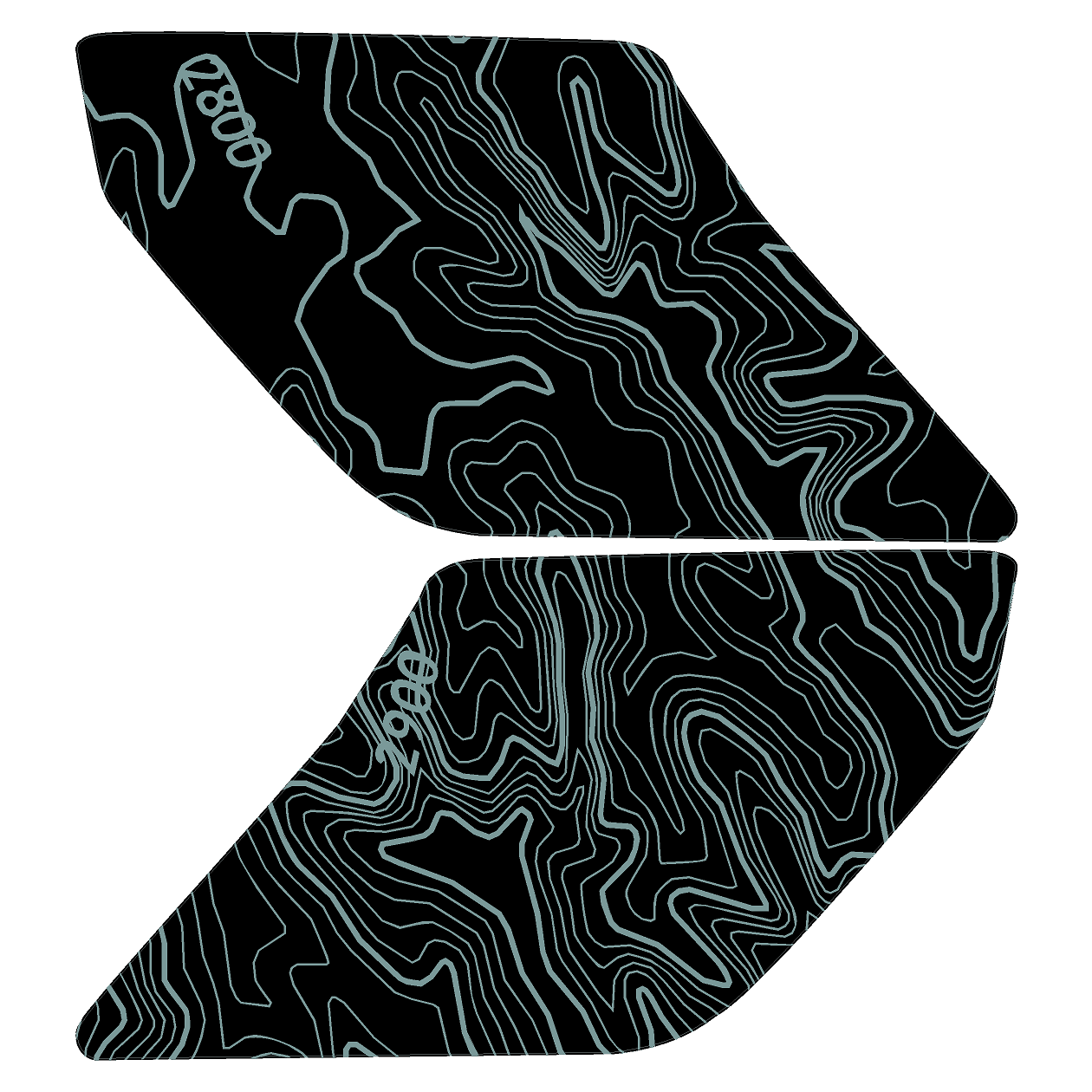 Topo Interior Lower Front Door Card Insert Overlays (Printed Series) - 2021+ Bronco 4 Door StickerFab