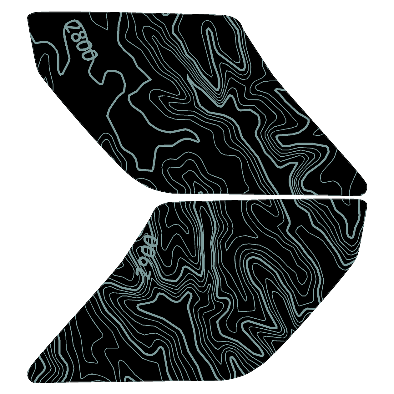 Topo Interior Sun Visor Overlays (Printed Series) - 2021+ Bronco (NO Homelink) StickerFab