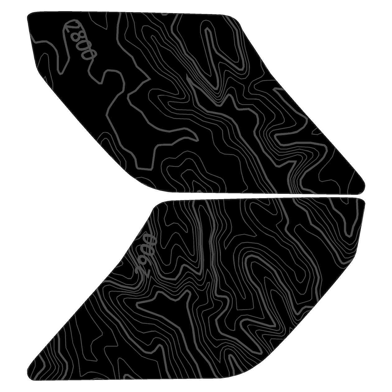 Topo Interior Lower Front Door Card Insert Overlays (Printed Series) - 2021+ Bronco 4 Door StickerFab