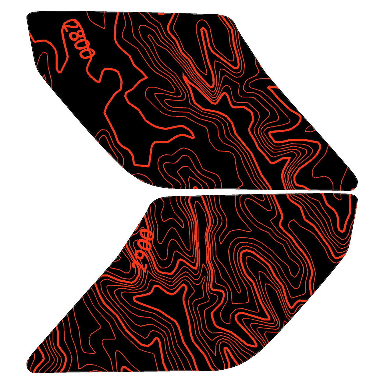 Topo Interior Lower Front Door Card Insert Overlays (Printed Series) - 2021+ Bronco 4 Door StickerFab