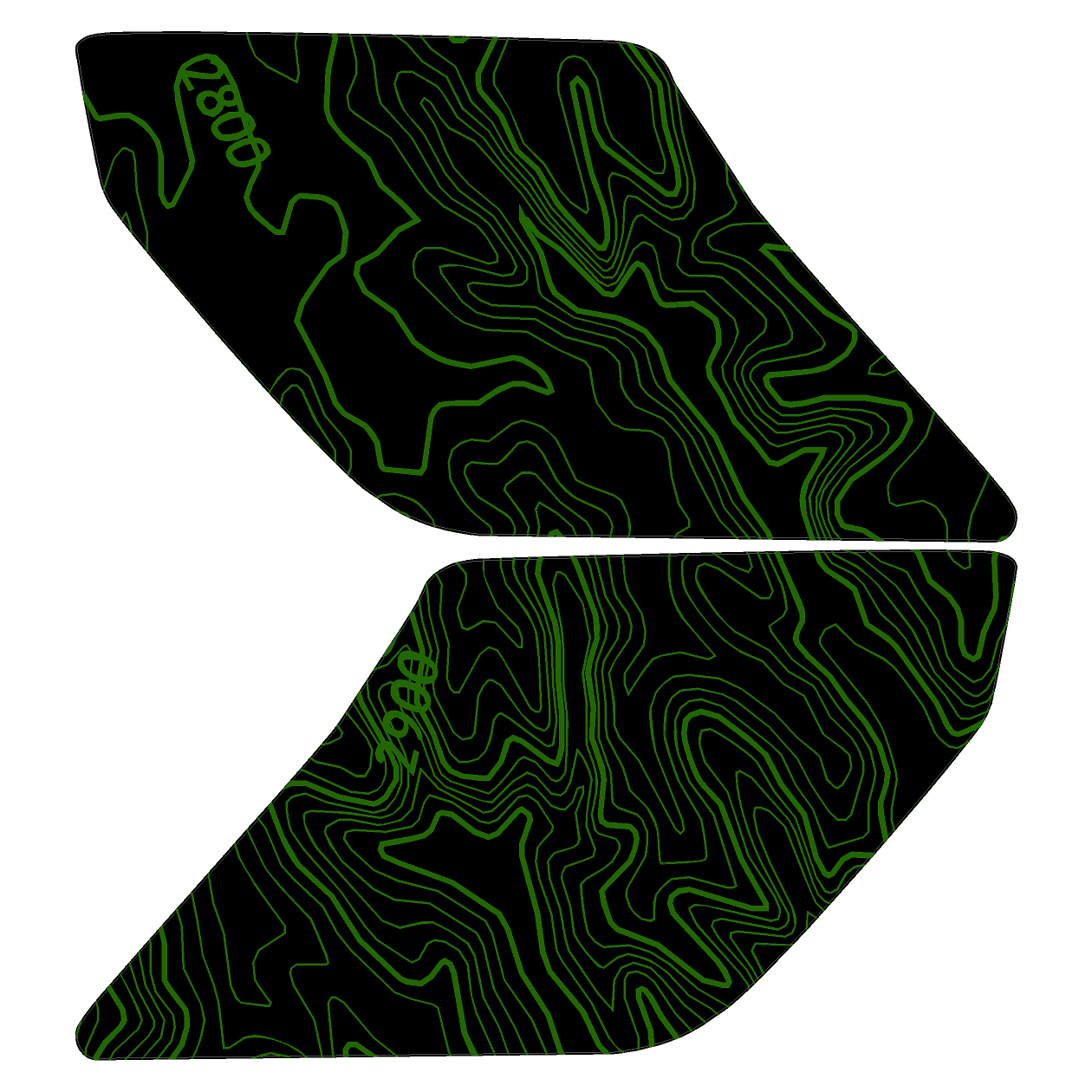 Topo Interior Lower Door Card Insert Overlays (Printed Series) - 2021+ Bronco 2 Door StickerFab