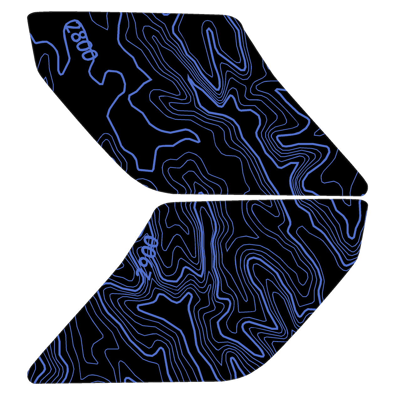 Topo Interior Lower Front Door Card Insert Overlays (Printed Series) - 2021+ Bronco 4 Door StickerFab