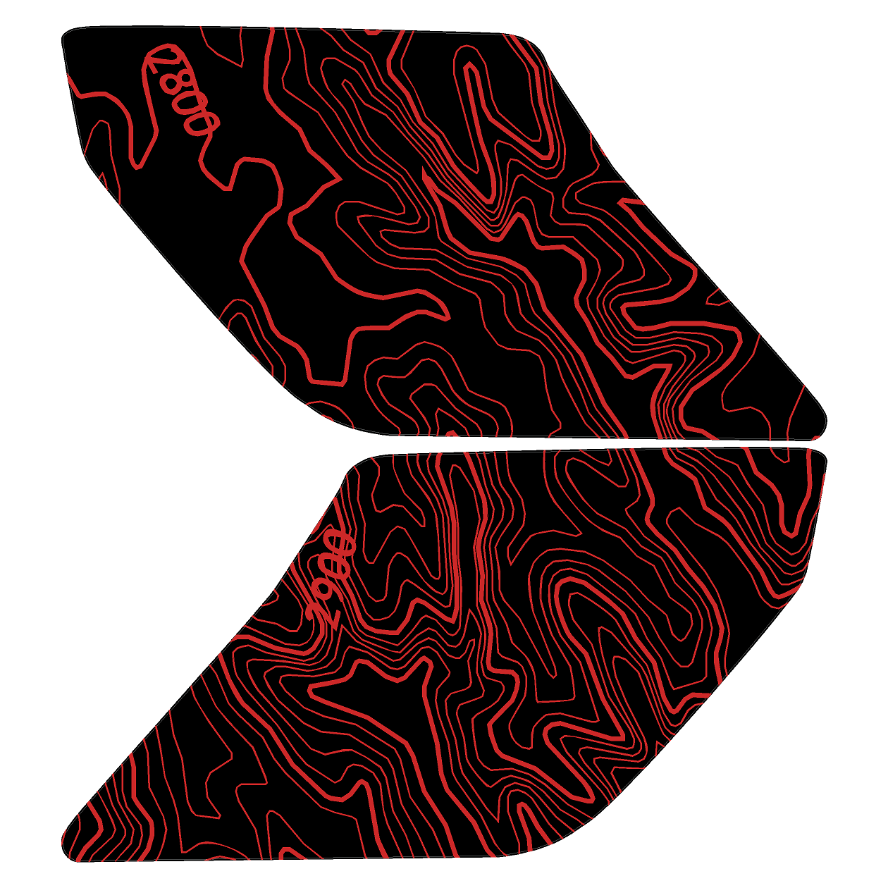 Topo Interior Lower Front Door Card Insert Overlays (Printed Series) - 2021+ Bronco 4 Door StickerFab