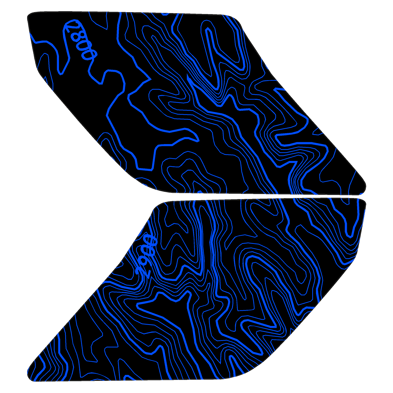 Topo Interior Lower Front Door Card Insert Overlays (Printed Series) - 2021+ Bronco 4 Door StickerFab