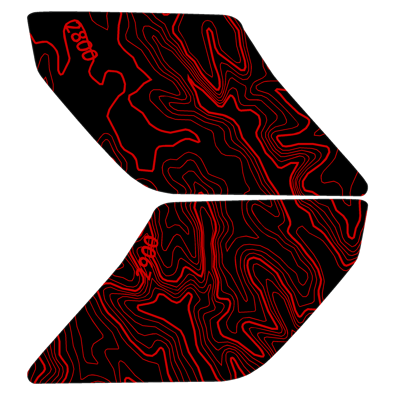 Topo Interior Lower Front Door Card Insert Overlays (Printed Series) - 2021+ Bronco 4 Door StickerFab