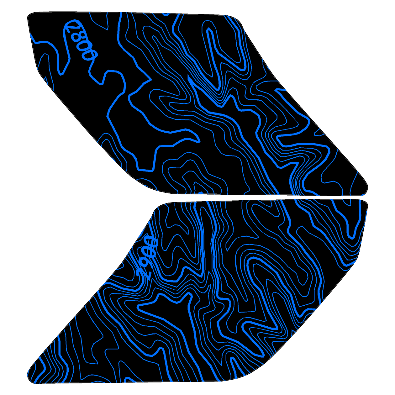 Topo Interior Lower Front Door Card Insert Overlays (Printed Series) - 2021+ Bronco 4 Door StickerFab