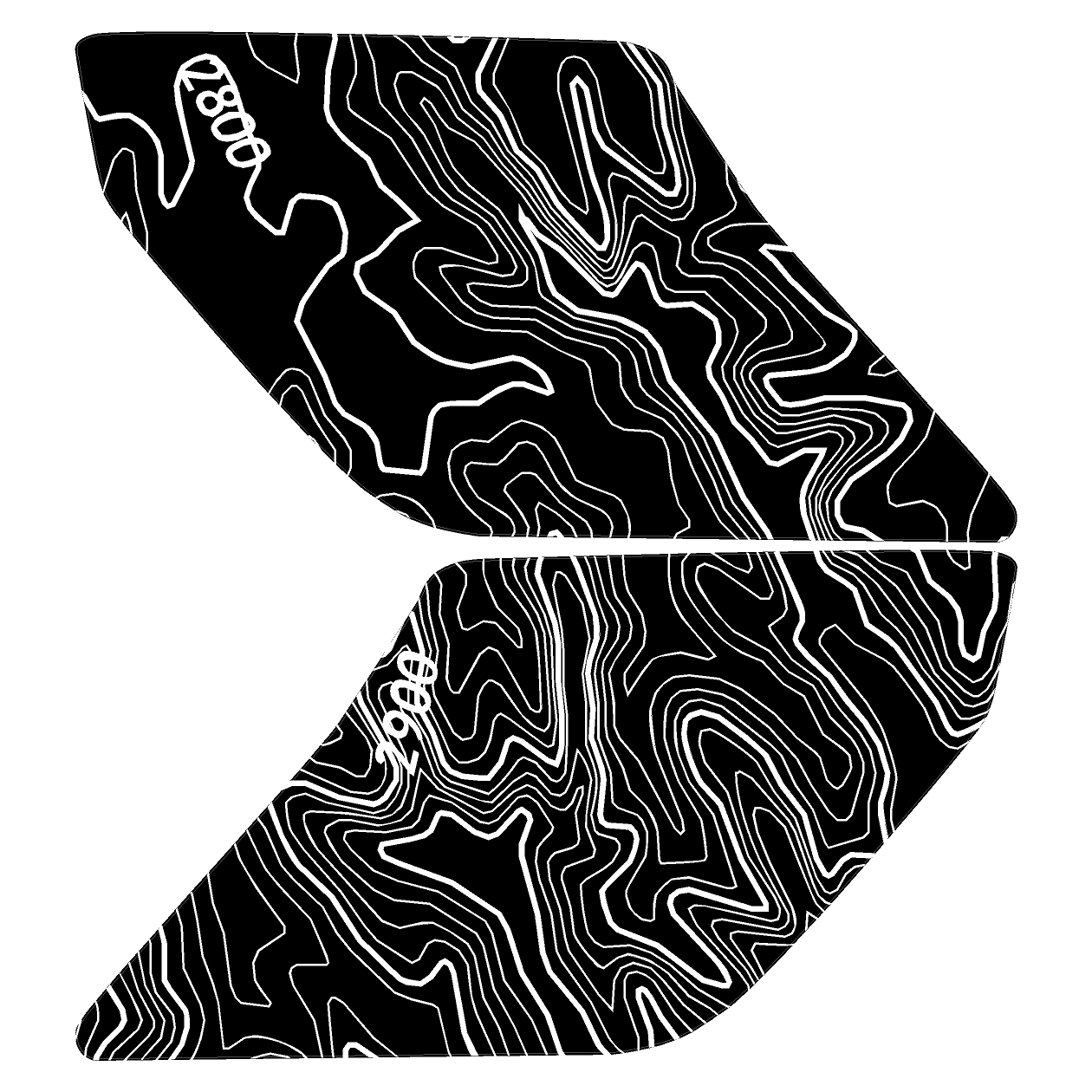 Topo Interior Lower Front Door Card Insert Overlays (Printed Series) - 2021+ Bronco 4 Door StickerFab