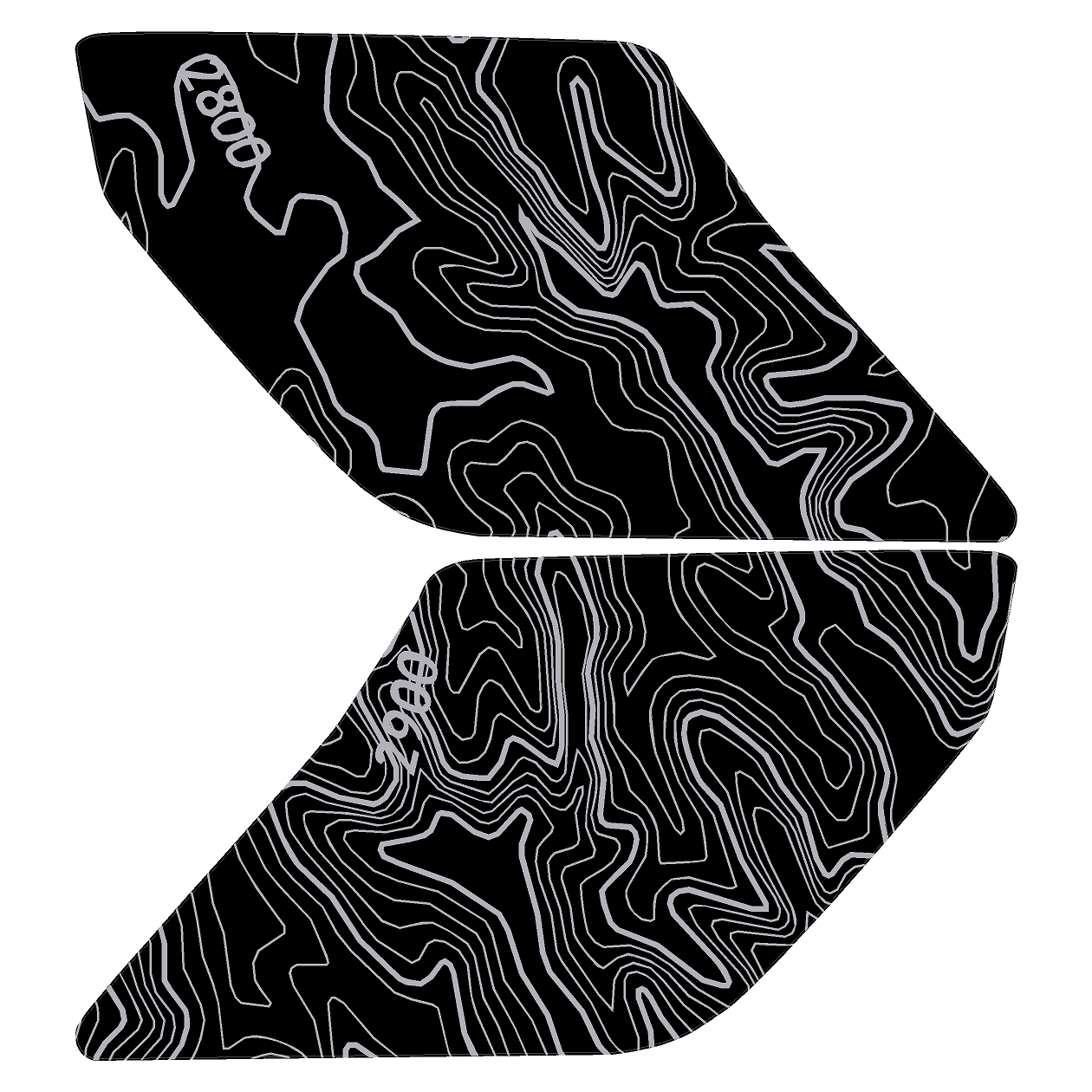 Topo Interior Lower Front Door Card Insert Overlays (Printed Series) - 2021+ Bronco 4 Door StickerFab