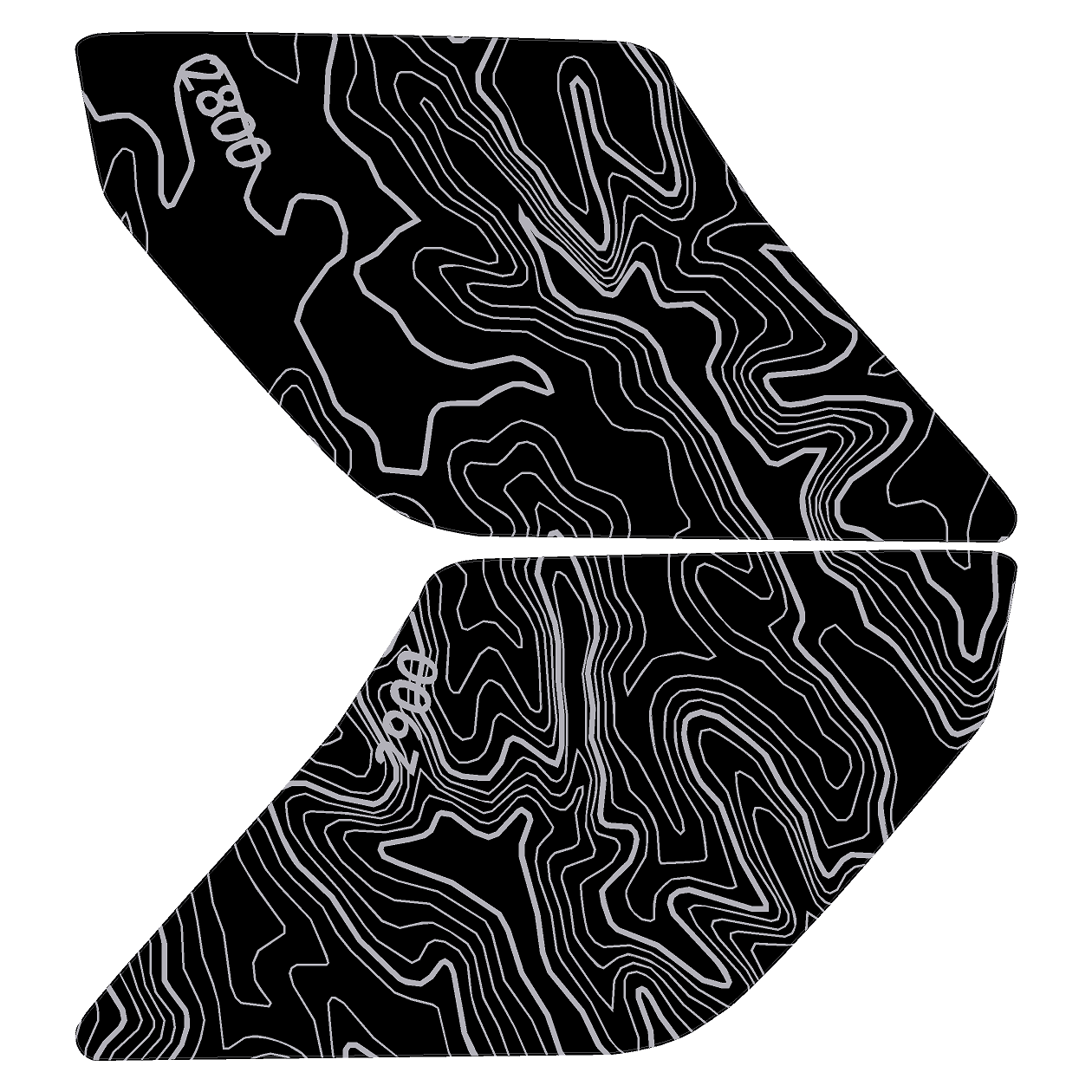 Topo Interior Sun Visor Overlays (Printed Series) - 2021+ Bronco (with Homelink) StickerFab