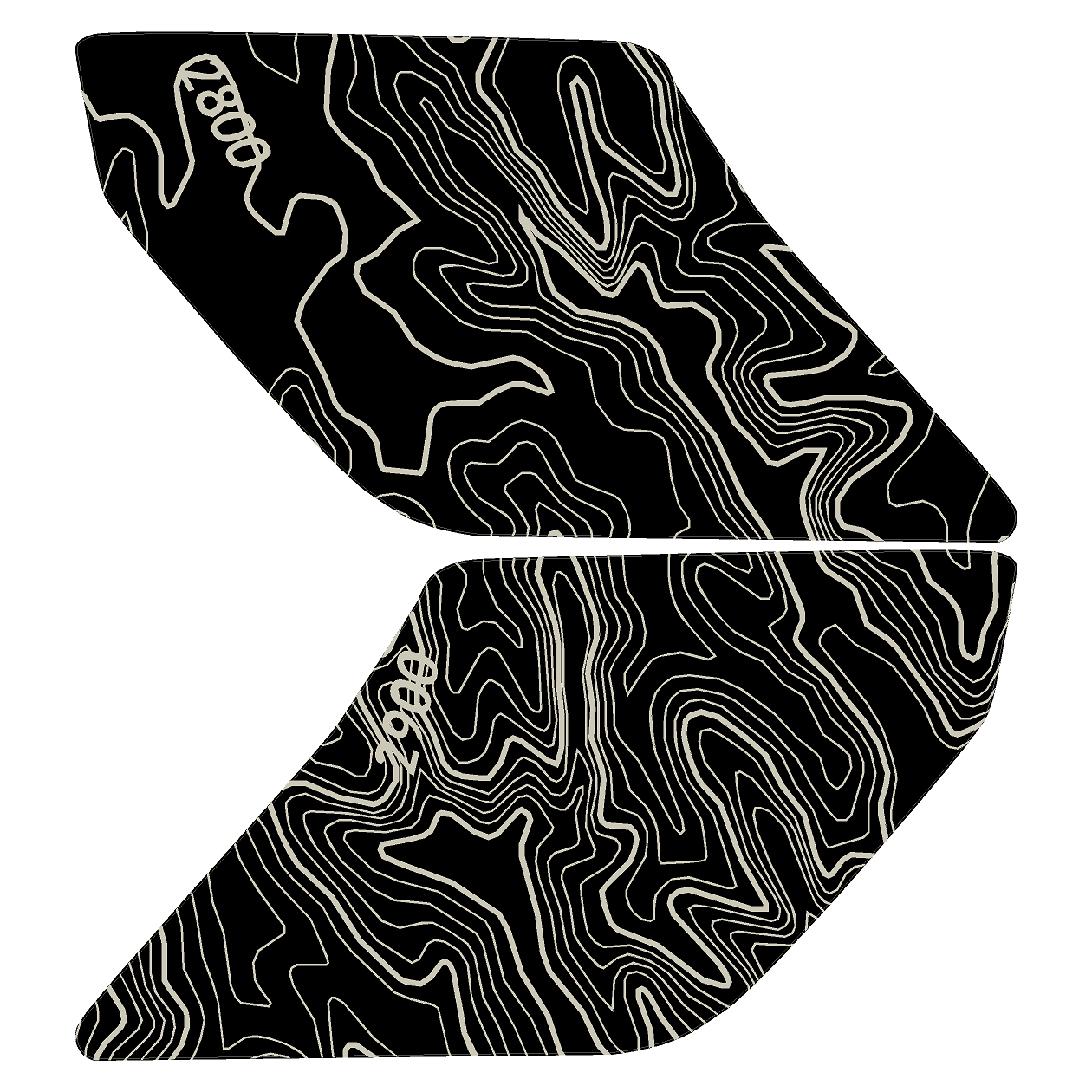 Topo Interior Lower Front Door Card Insert Overlays (Printed Series) - 2021+ Bronco 4 Door StickerFab