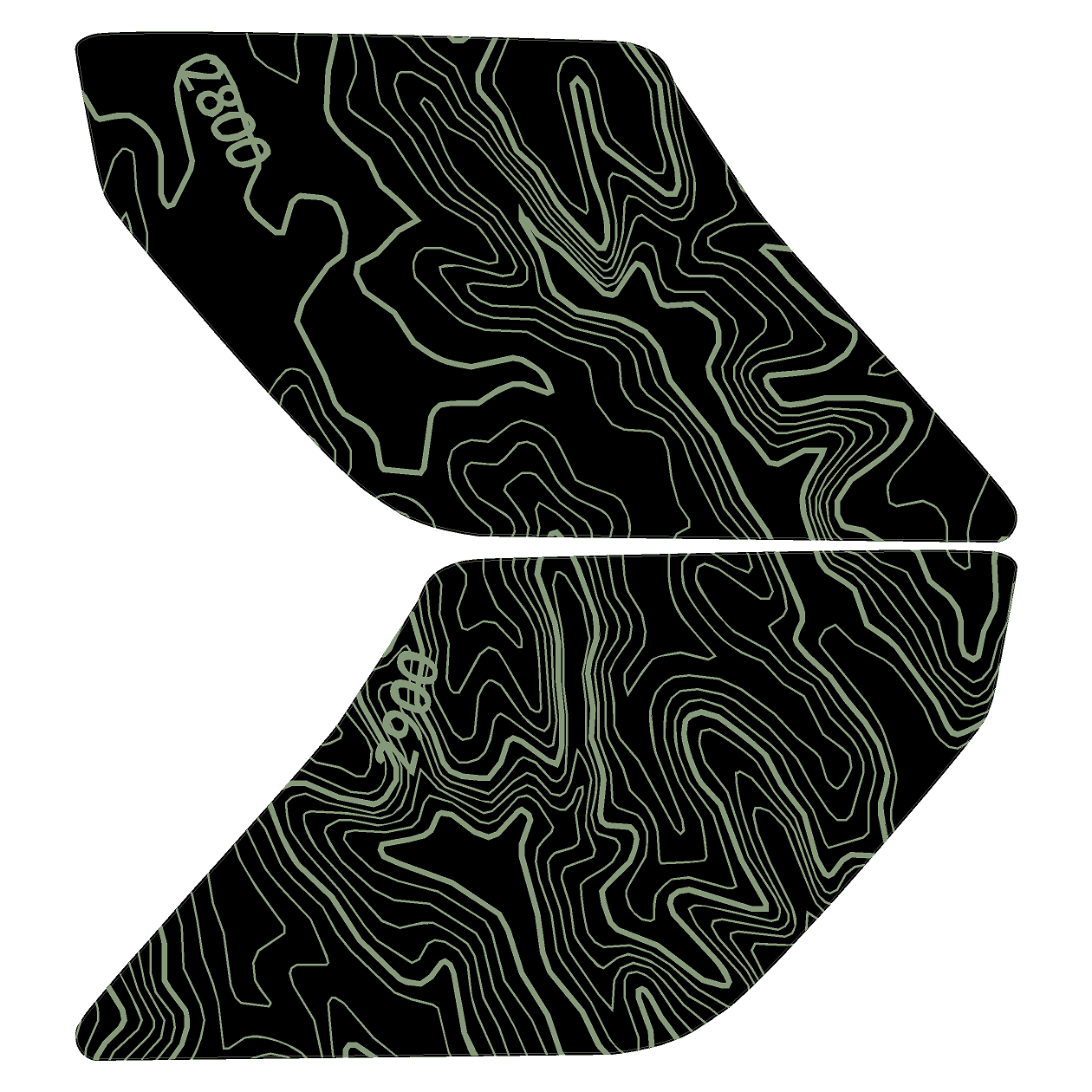 Topo Interior Lower Front Door Card Insert Overlays (Printed Series) - 2021+ Bronco 4 Door StickerFab