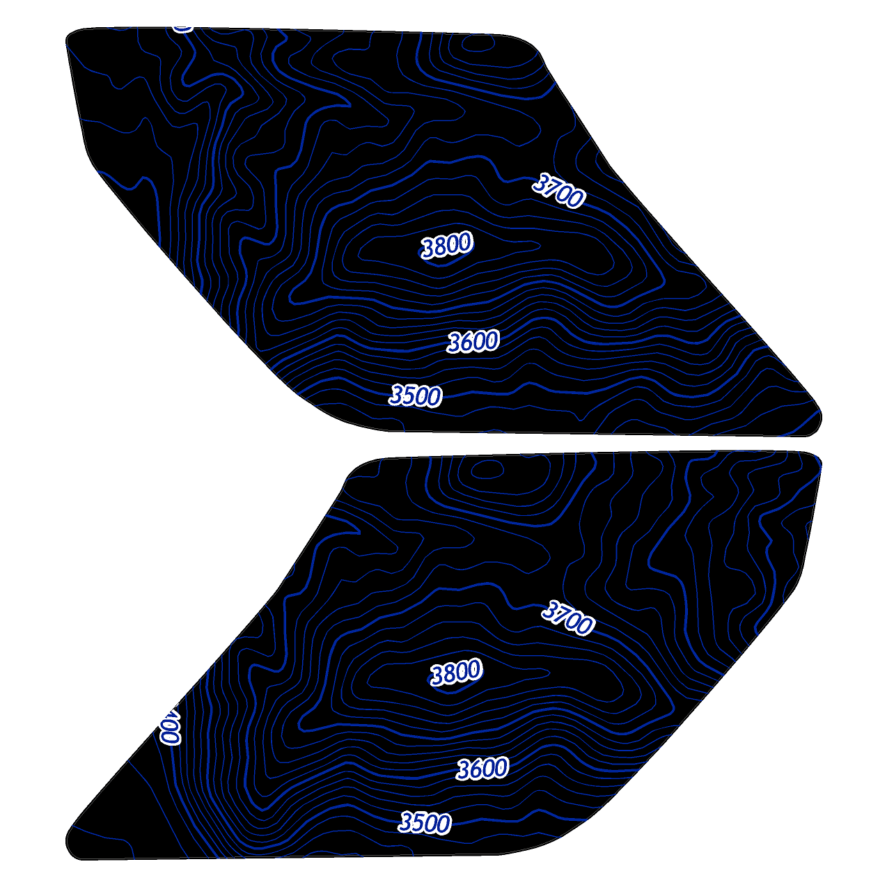 Topo Interior Lower Front Door Card Insert Overlays (Printed Series) - 2021+ Bronco 4 Door StickerFab