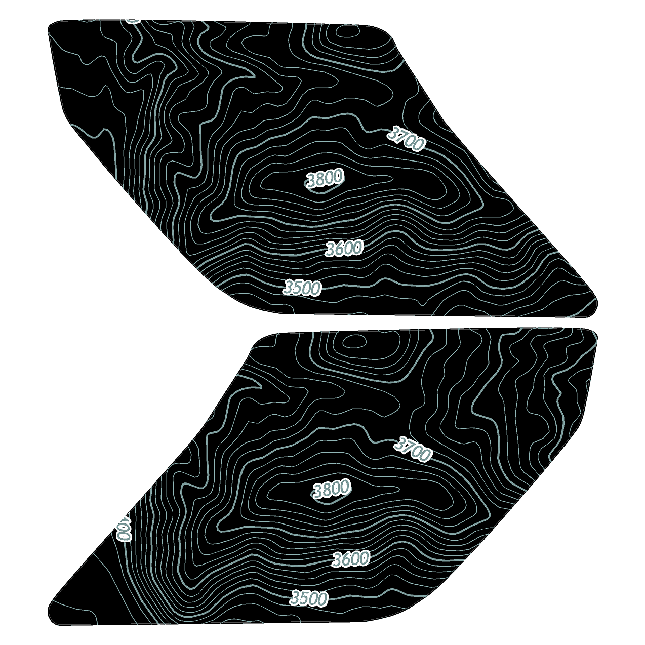 Topo Interior Sun Visor Overlays (Printed Series) - 2021+ Bronco (with Homelink) StickerFab