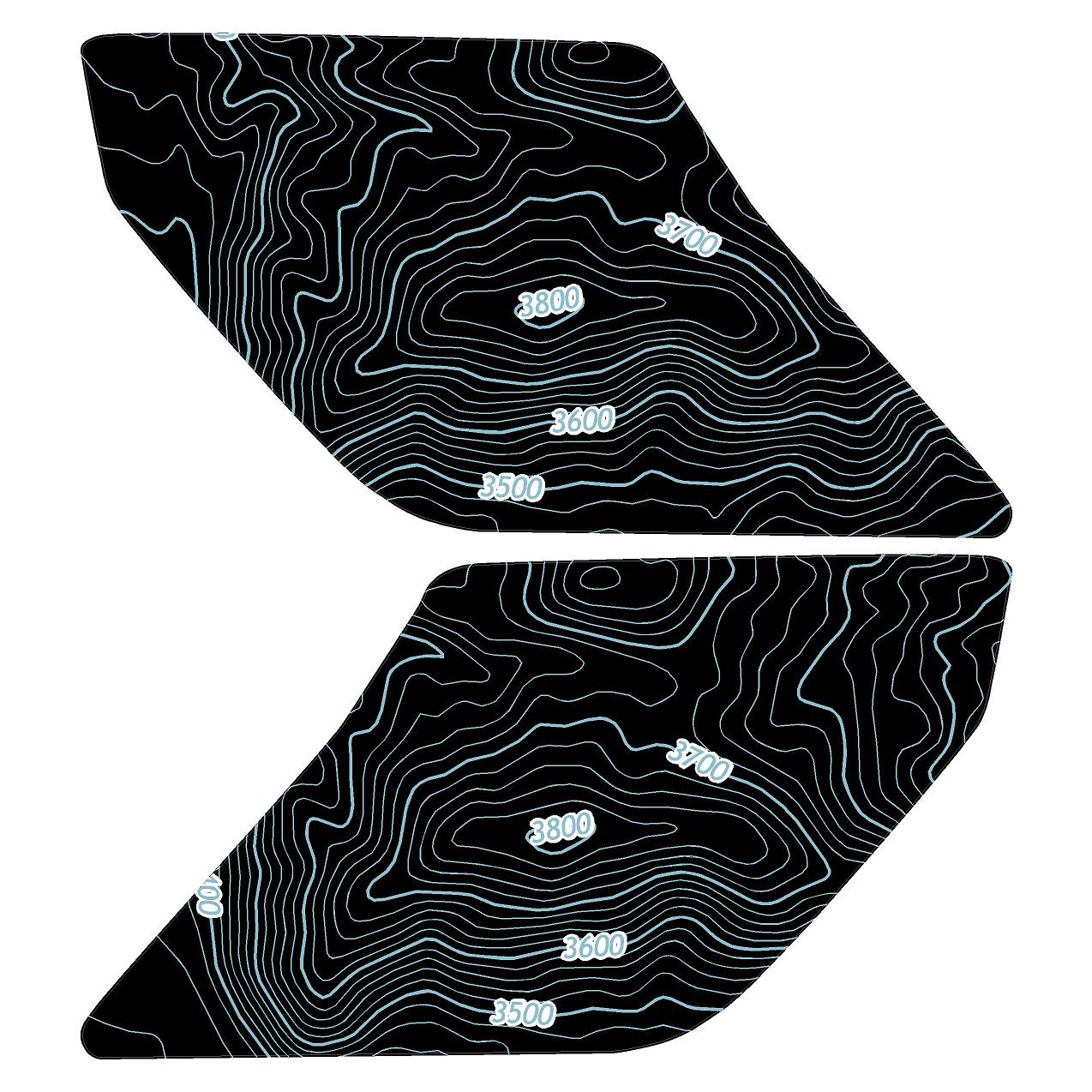 Topo Interior Lower Front Door Card Insert Overlays (Printed Series) - 2021+ Bronco 4 Door StickerFab