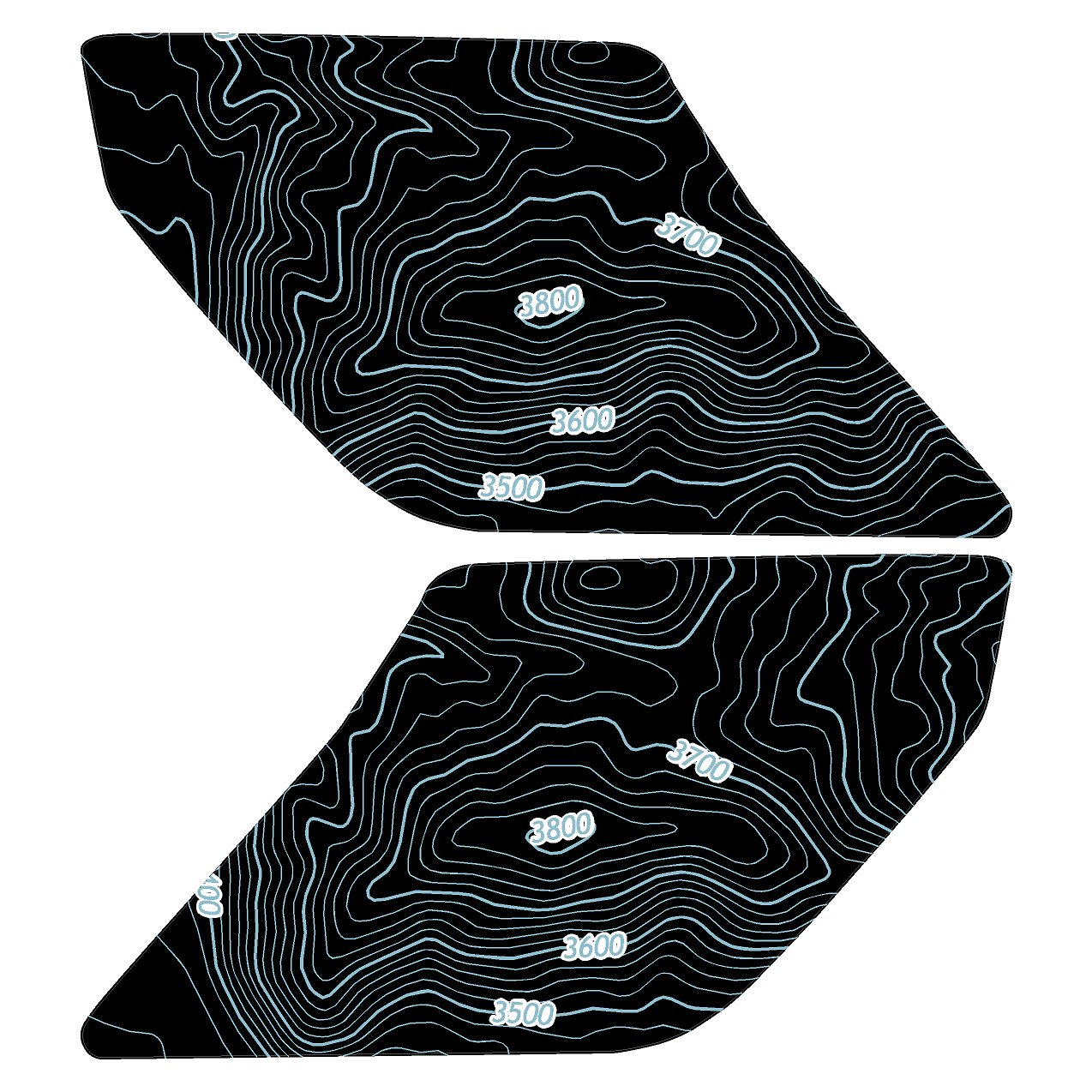 Topo Interior Sun Visor Overlays (Printed Series) - 2021+ Bronco (with Homelink) StickerFab