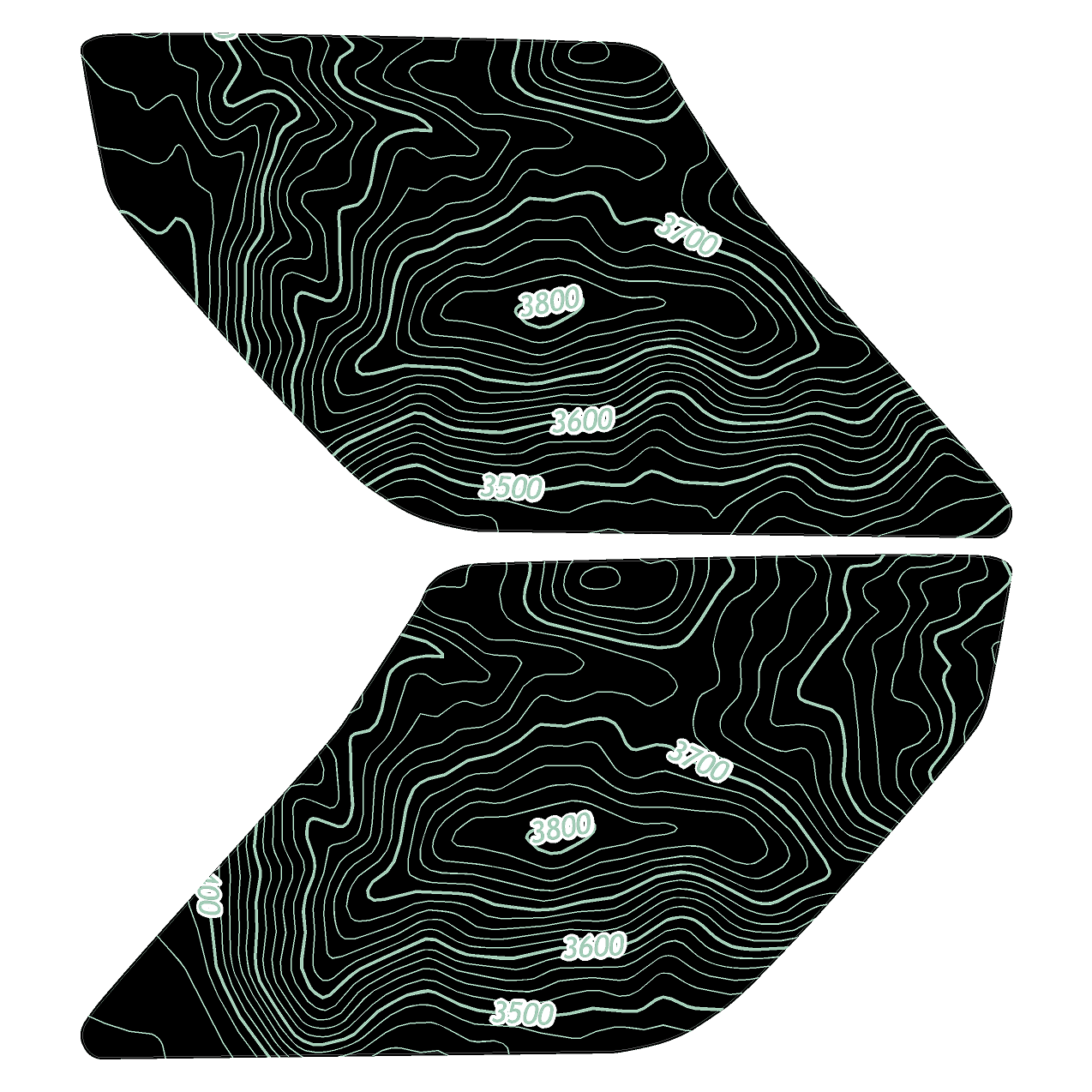 Topo Interior Lower Front Door Card Insert Overlays (Printed Series) - 2021+ Bronco 4 Door StickerFab