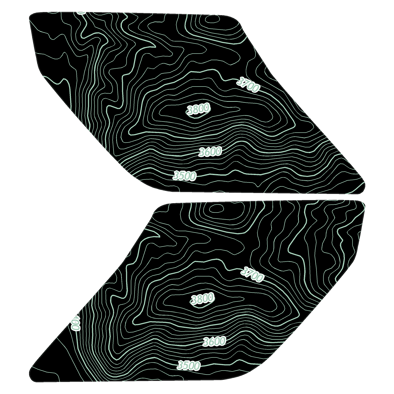 Topo Interior Sun Visor Overlays (Printed Series) - 2021+ Bronco (with Homelink) StickerFab