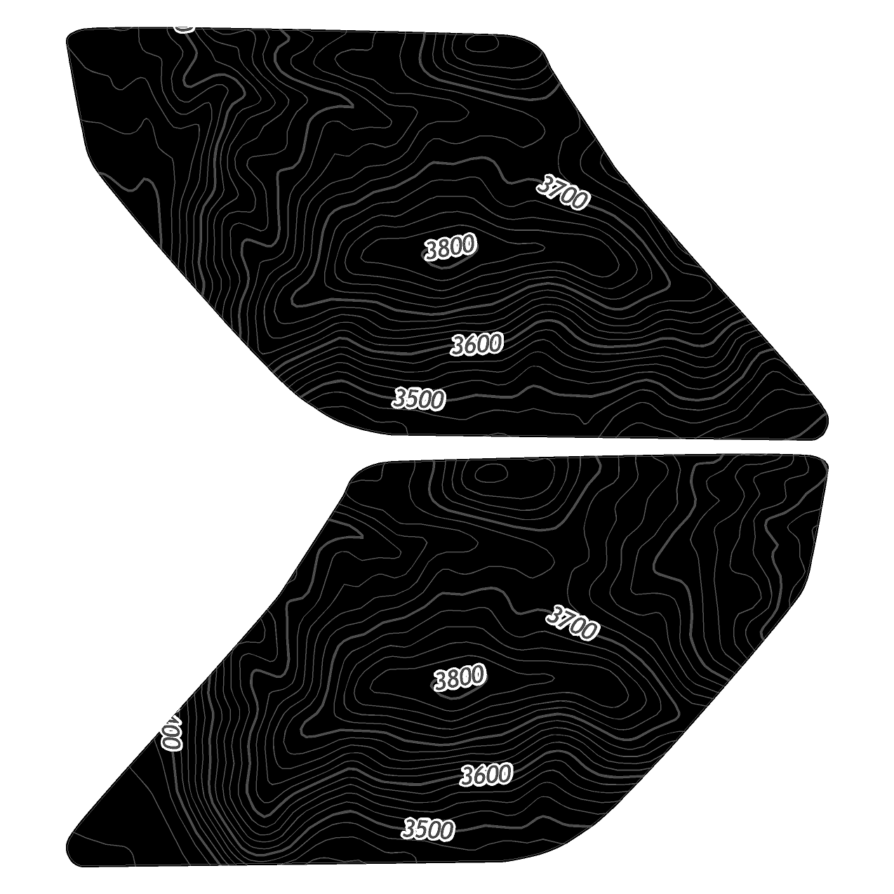 Topo Interior Lower Front Door Card Insert Overlays (Printed Series) - 2021+ Bronco 4 Door StickerFab