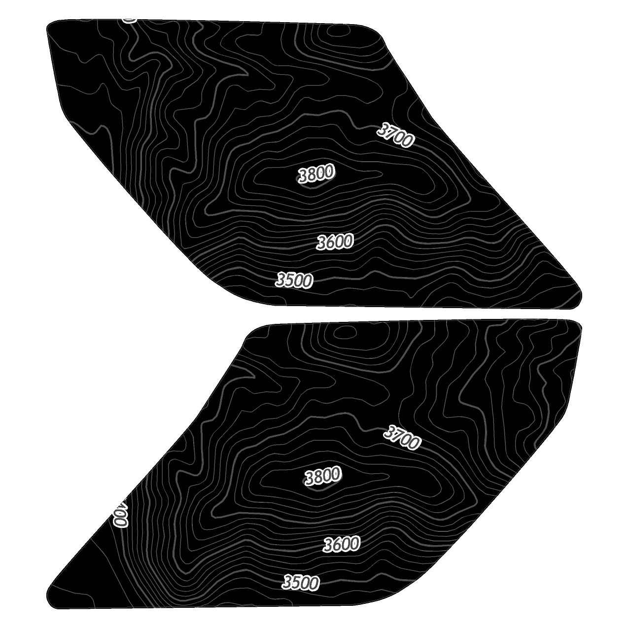 Topo Interior Lower Door Card Insert Overlays (Printed Series) - 2021+ Bronco 2 Door StickerFab