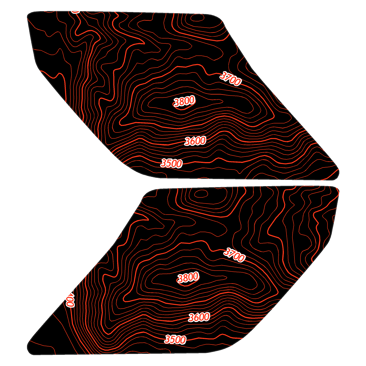 Topo Interior Lower Door Card Insert Overlays (Printed Series) - 2021+ Bronco 2 Door StickerFab