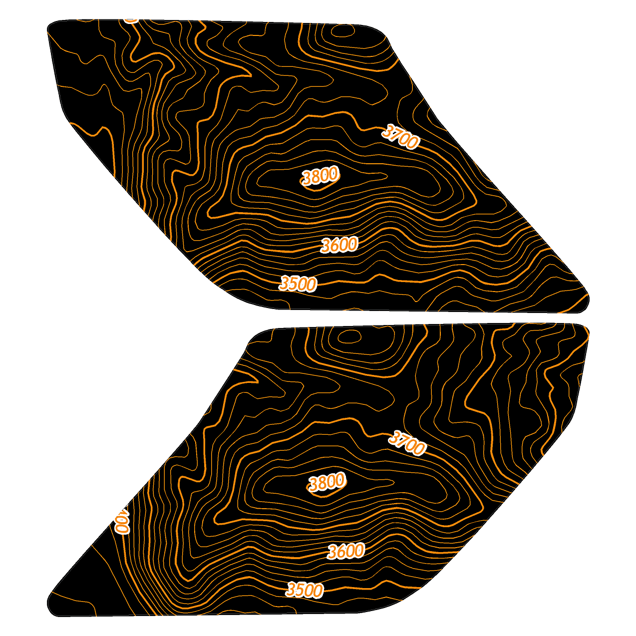 Topo Interior Lower Door Card Insert Overlays (Printed Series) - 2021+ Bronco 2 Door StickerFab
