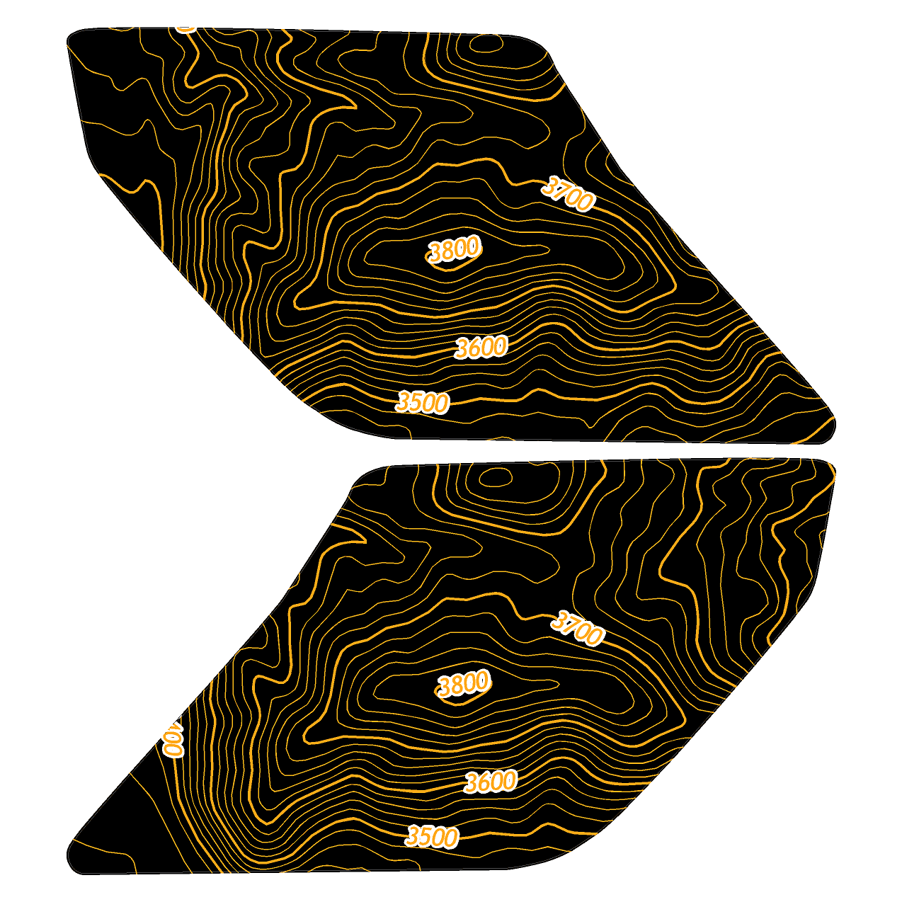 Topo Interior Door Handle Overlays - 2021+ Bronco StickerFab