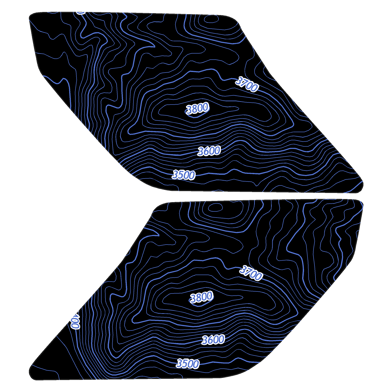 Topo Interior Lower Door Card Insert Overlays (Printed Series) - 2021+ Bronco 2 Door StickerFab