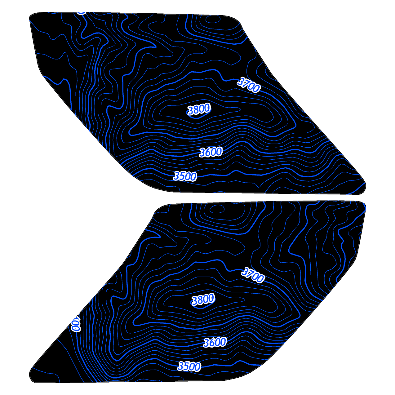 Topo Interior Lower Front Door Card Insert Overlays (Printed Series) - 2021+ Bronco 4 Door StickerFab