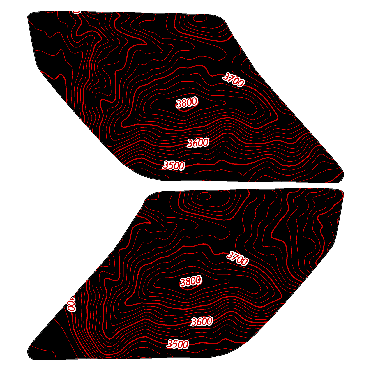 Topo Interior Lower Front Door Card Insert Overlays (Printed Series) - 2021+ Bronco 4 Door StickerFab