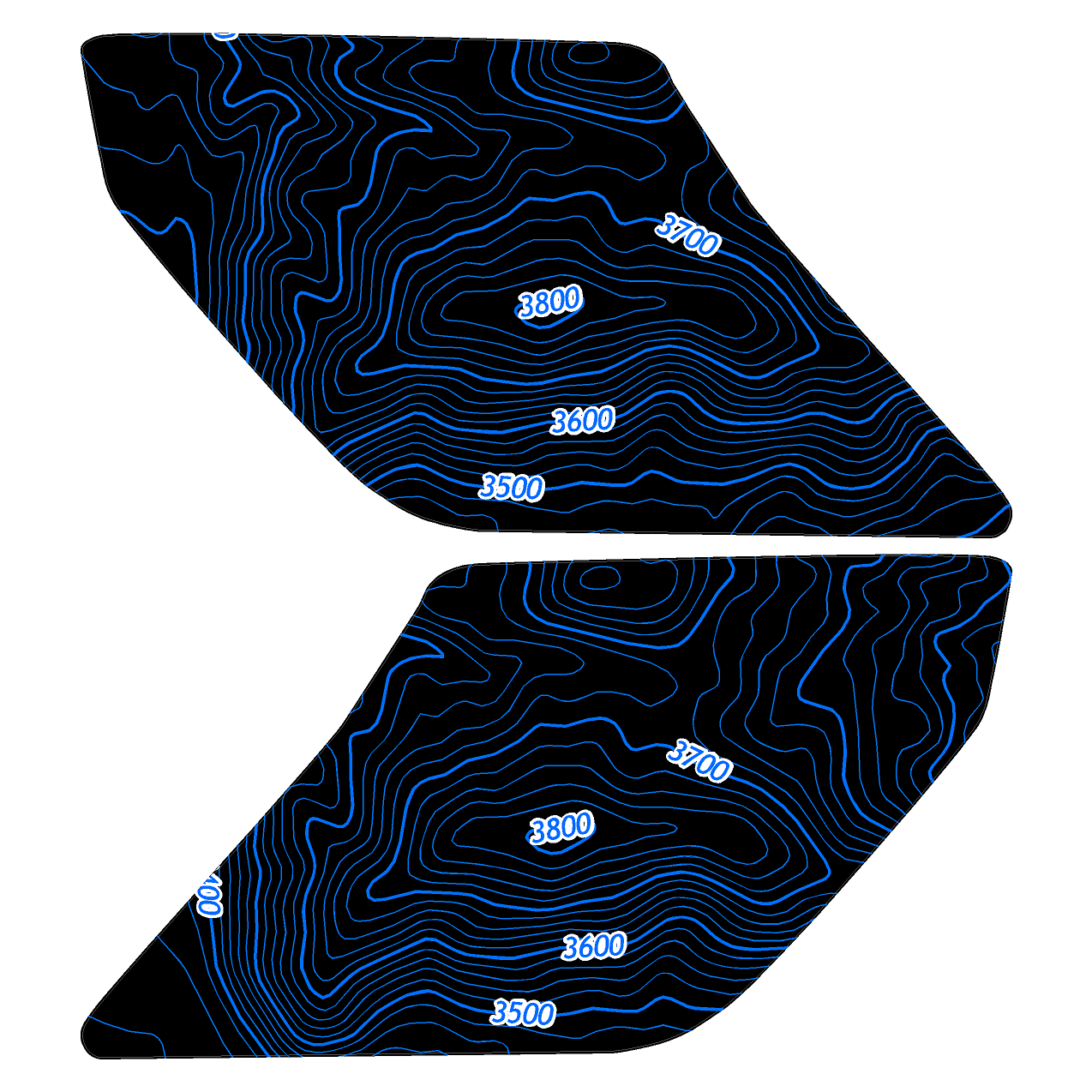Topo Interior Lower Front Door Card Insert Overlays (Printed Series) - 2021+ Bronco 4 Door StickerFab