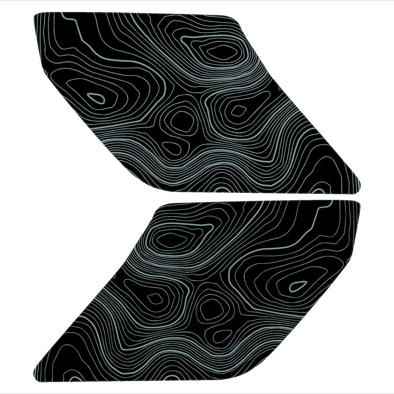 Topo Interior Lower Front Door Card Insert Overlays (Printed Series) - 2021+ Bronco 4 Door StickerFab
