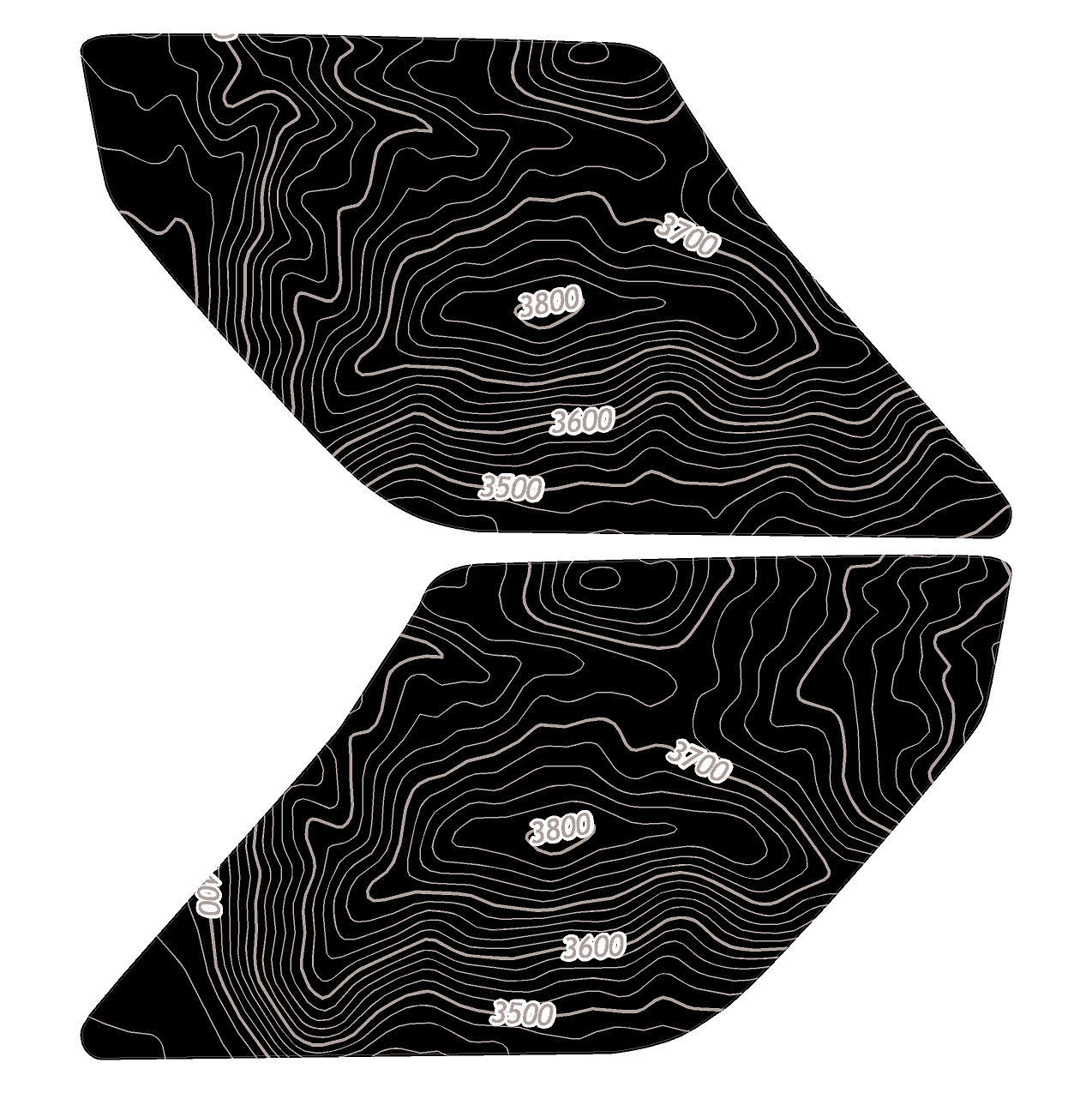 Topo Interior Lower Door Card Insert Overlays (Printed Series) - 2021+ Bronco 2 Door StickerFab